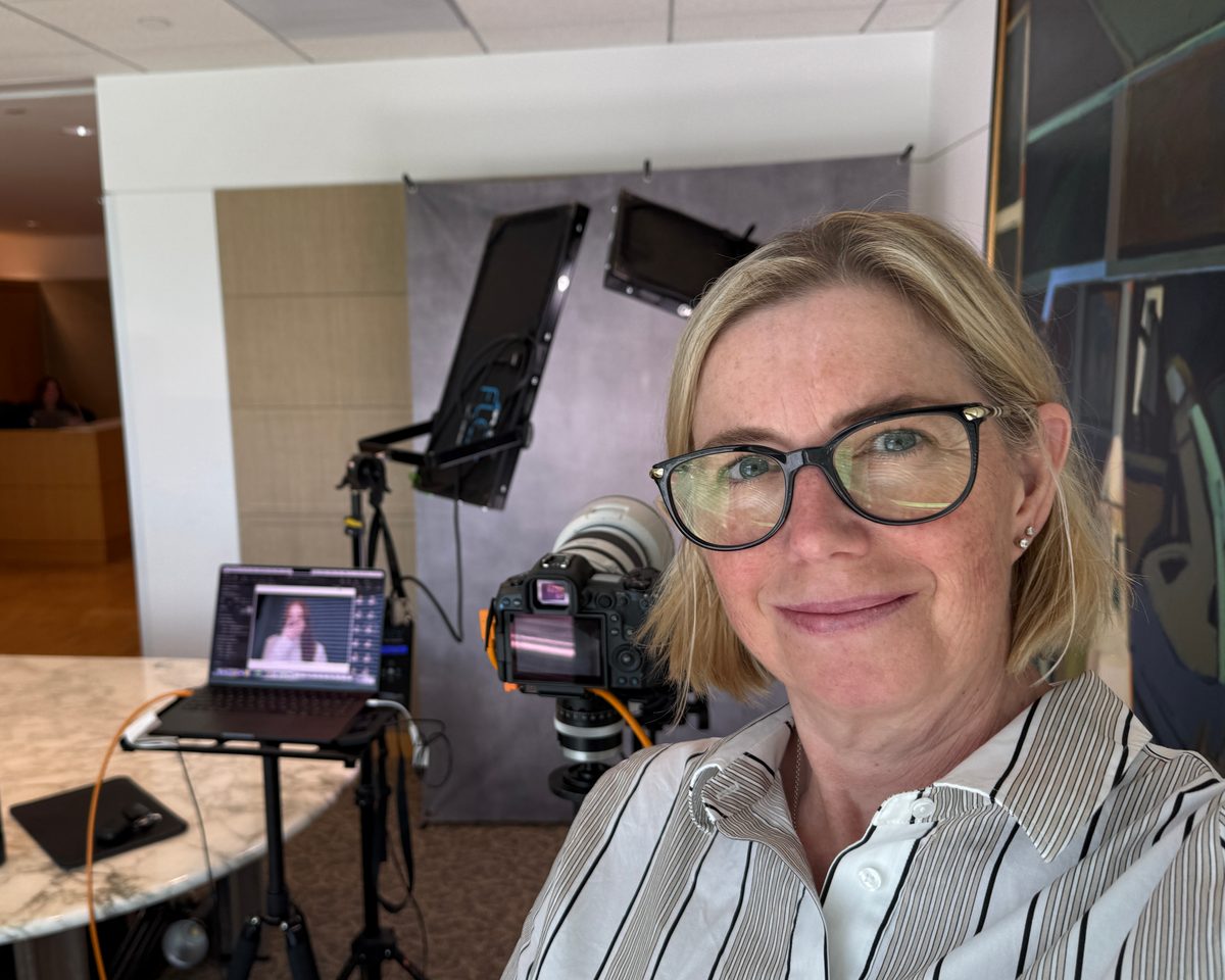 Professional headshot photographer photographing a client on location - Philadelphia